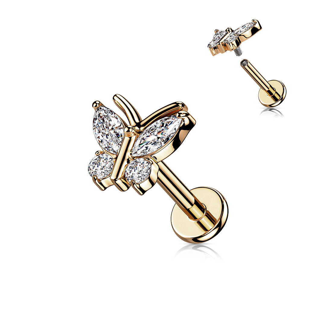 16G Surgical Steel Butterfly Top on Internally Threaded (6mm & 8mm)